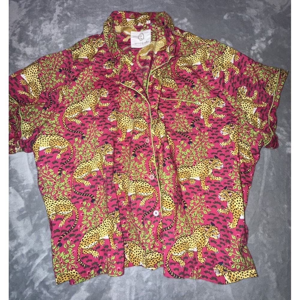 Printfresh Bagheera Leopard Print Short Sleeve Organic Cotton Pajama Top Size 5X